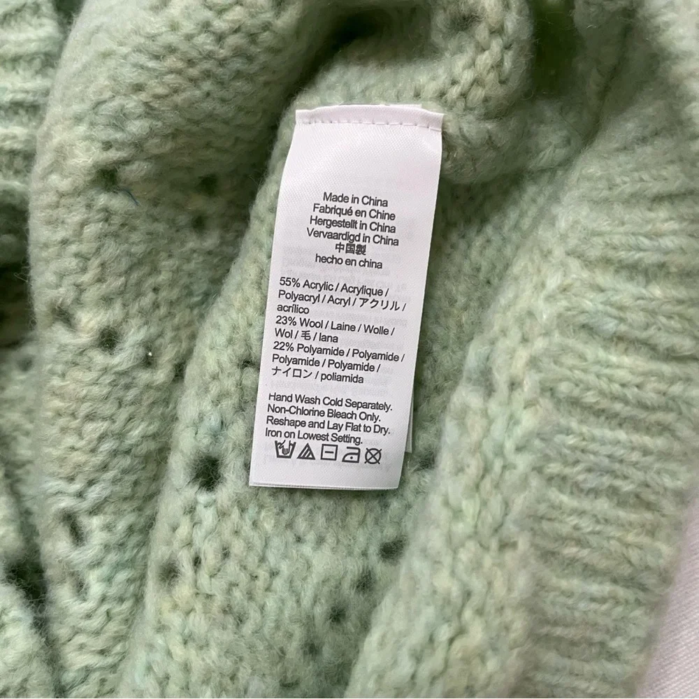 J. Crew Pointelle Crewneck Sweater Heather Honeydew NWT